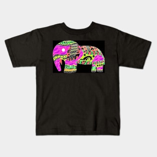 mayan elephant in rainbow pattern ecopop art wallpaper Kids T-Shirt
